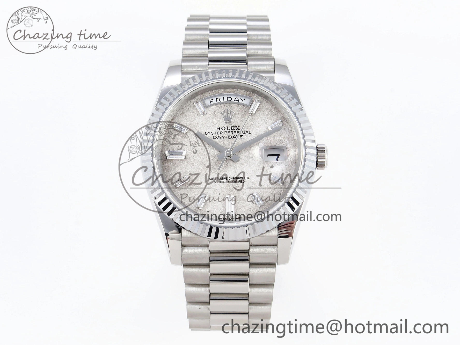 Day Date 40mm 228239 SS Bp Maker 1:1 Best Edition White Meteorite Dial T Crystal Markers on SS President Bracelet A2836