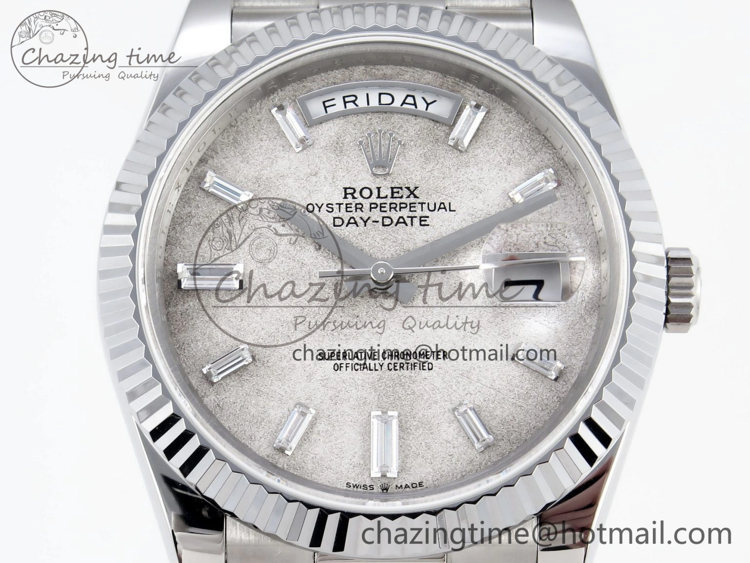 Day Date 40mm 228239 SS Bp Maker 1:1 Best Edition White Meteorite Dial T Crystal Markers on SS President Bracelet A2836
