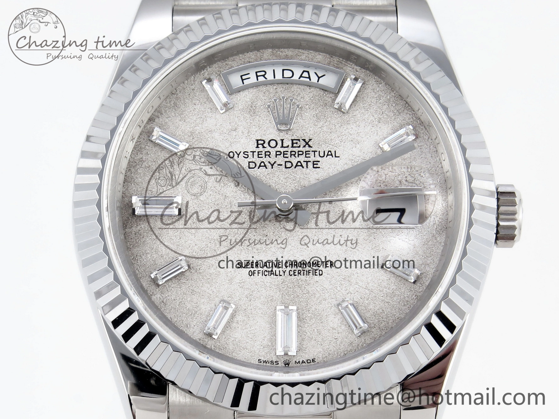 Day Date 40mm 228239 SS Bp Maker 1:1 Best Edition White Meteorite Dial T Crystal Markers on SS President Bracelet A2836