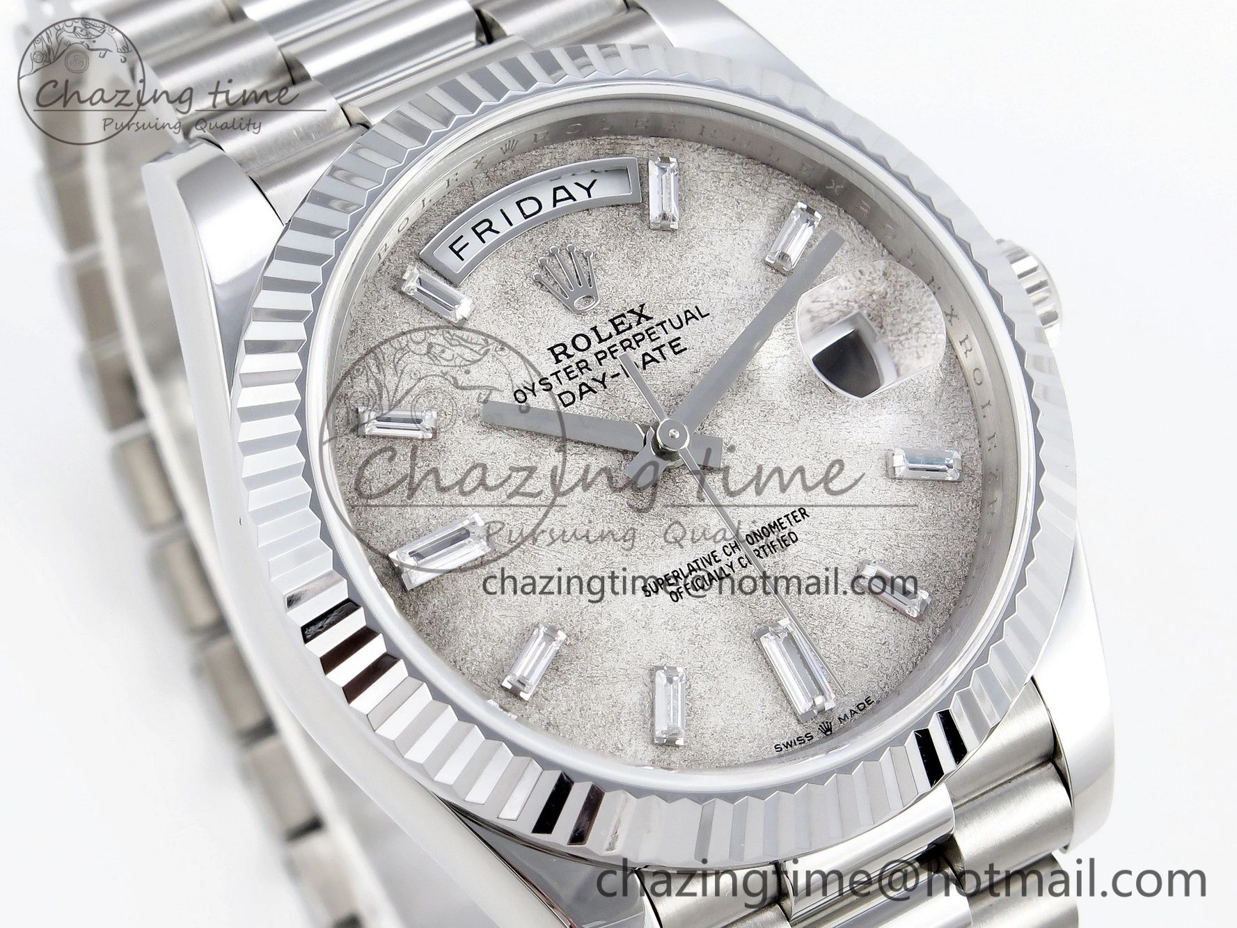 Day Date 40mm 228239 SS Bp Maker 1:1 Best Edition White Meteorite Dial T Crystal Markers on SS President Bracelet A2836