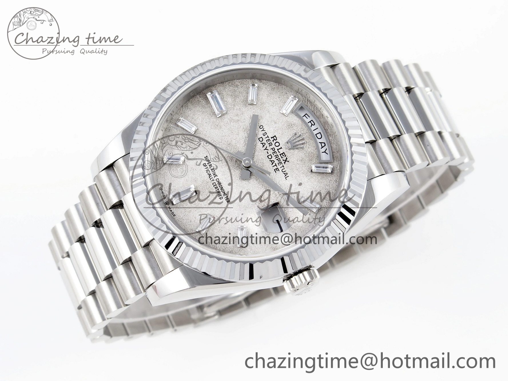 Day Date 40mm 228239 SS Bp Maker 1:1 Best Edition White Meteorite Dial T Crystal Markers on SS President Bracelet A2836