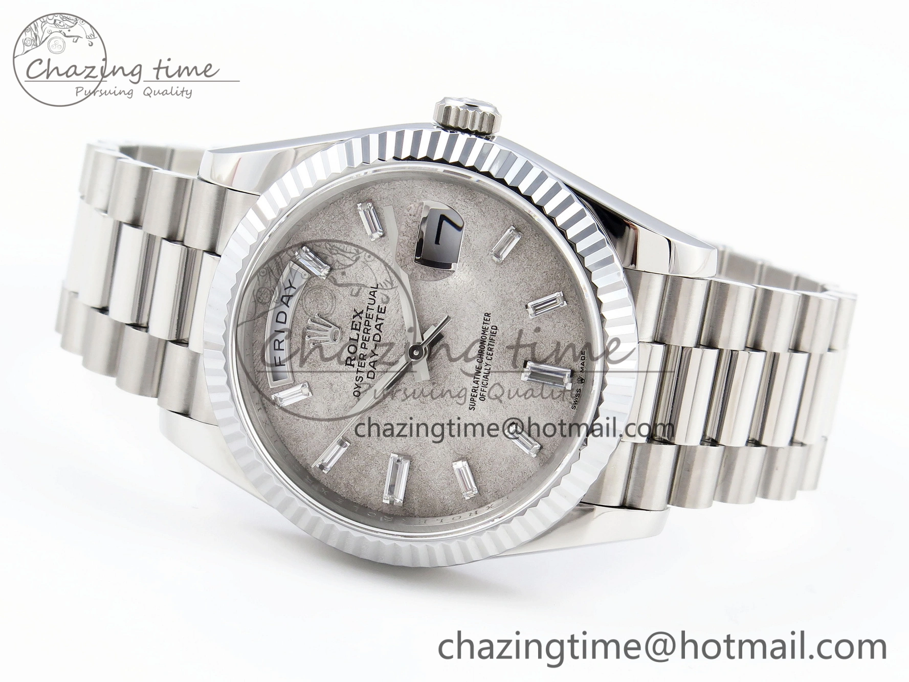 Day Date 40mm 228239 SS Bp Maker 1:1 Best Edition White Meteorite Dial T Crystal Markers on SS President Bracelet A2836