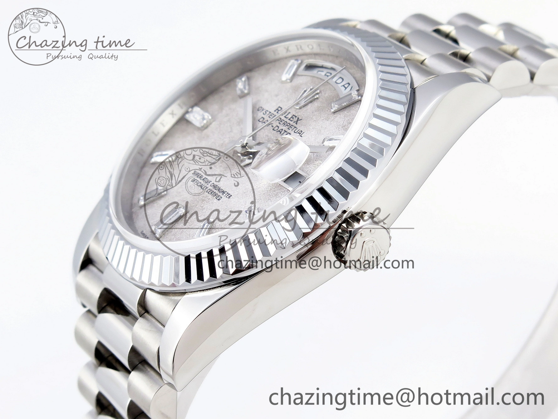 Day Date 40mm 228239 SS Bp Maker 1:1 Best Edition White Meteorite Dial T Crystal Markers on SS President Bracelet A2836