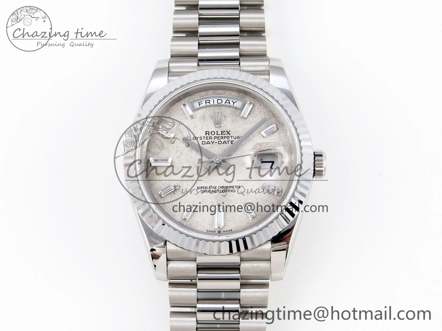 Day Date 40mm 228239 SS Bp Maker 1:1 Best Edition White Meteorite Dial T Crystal Markers on SS President Bracelet A2836