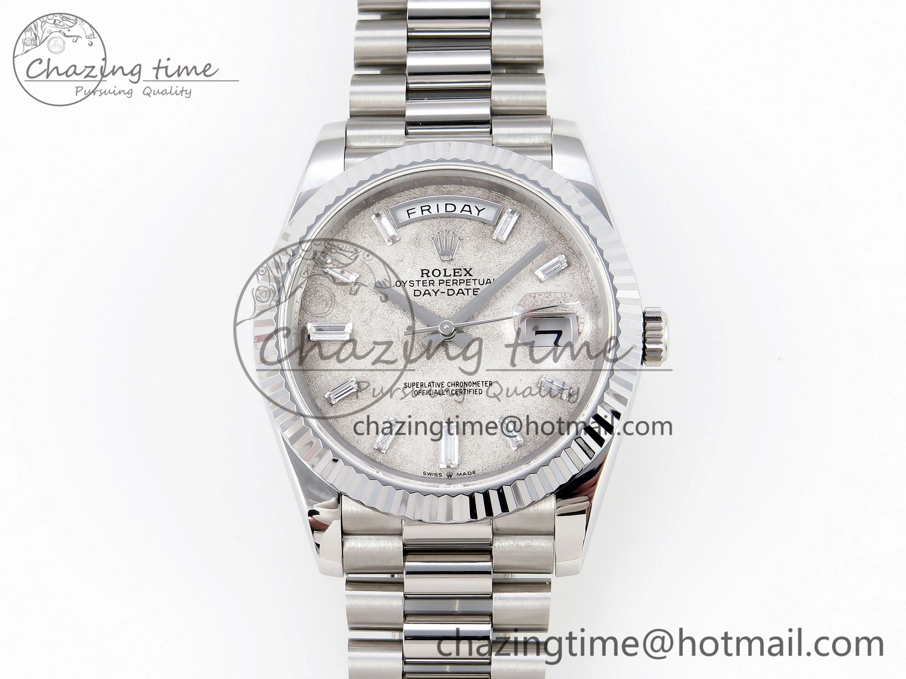 Day Date 40mm 228239 SS Bp Maker 1:1 Best Edition White Meteorite Dial T Crystal Markers on SS President Bracelet A2836