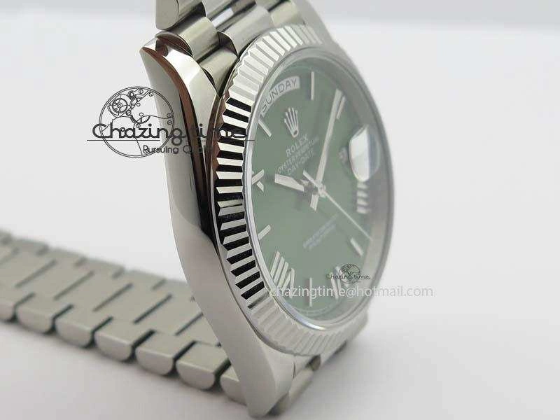 Day-Date 40mm 228239 SS Noob 1:1 Best Edition Olive Green Dial On SS Bracelet A3255
