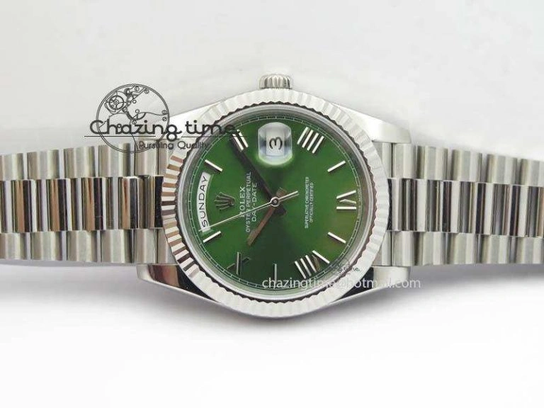 Day-Date 40mm 228239 SS Noob 1:1 Best Edition Olive Green Dial On SS Bracelet A3255