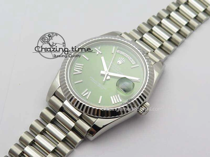Day-Date 40mm 228239 SS Noob 1:1 Best Edition Olive Green Dial On SS Bracelet A3255