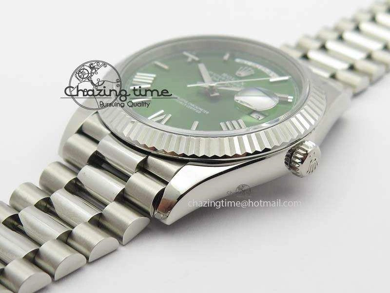 Day-Date 40mm 228239 SS Noob 1:1 Best Edition Olive Green Dial On SS Bracelet A3255