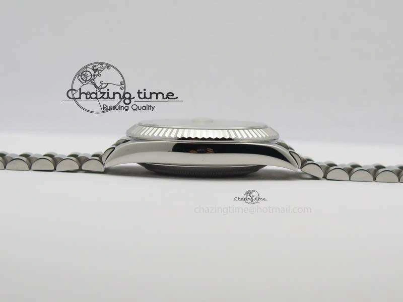 Day-Date 40mm 228239 SS Noob 1:1 Best Edition Quadrant Textured Silver Dial On SS Bracelet A3255