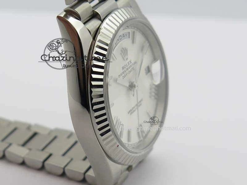 Day-Date 40mm 228239 SS Noob 1:1 Best Edition Quadrant Textured Silver Dial On SS Bracelet A3255