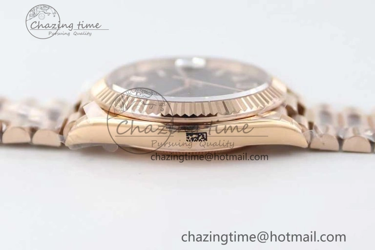 Day Date 40mm RG 904L Steel TWF 1:1 Best Edition Black Crystal Dial on RG Bracelet A2836