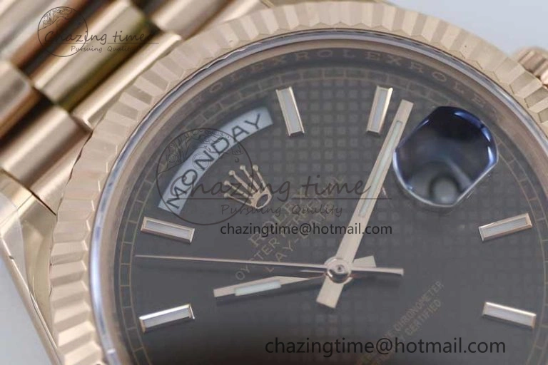 Day Date 40mm RG 904L Steel TWF 1:1 Best Edition Brown Dial on RG Bracelet A2836