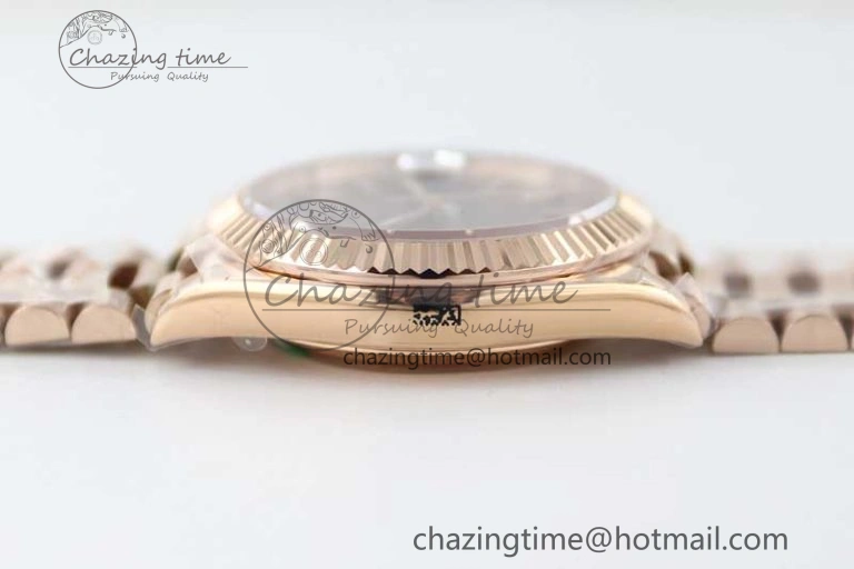 Day Date 40mm RG 904L Steel TWF 1:1 Best Edition Brown Dial on RG Bracelet A2836