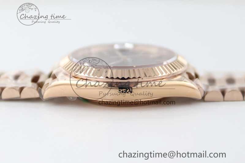 Day Date 40mm RG 904L Steel TWF 1:1 Best Edition Brown Dial on RG Bracelet A2836