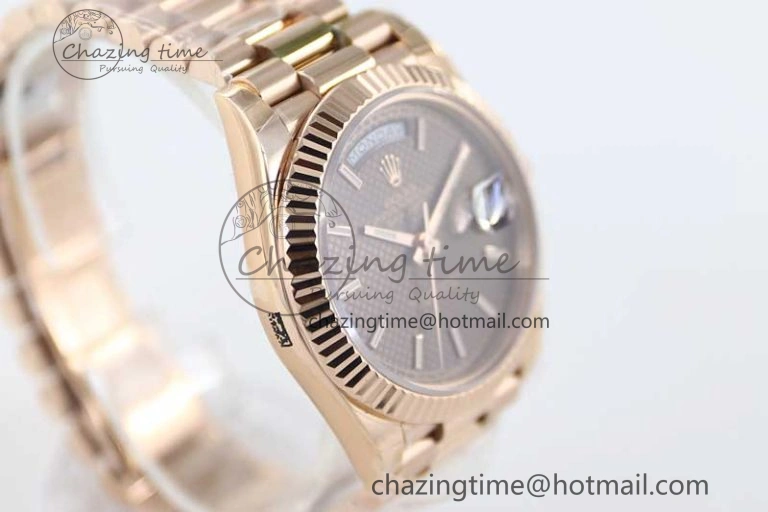 Day Date 40mm RG 904L Steel TWF 1:1 Best Edition Brown Dial on RG Bracelet A2836