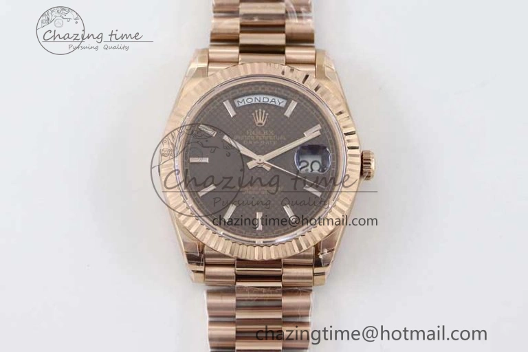 Day Date 40mm RG 904L Steel TWF 1:1 Best Edition Brown Dial on RG Bracelet A2836