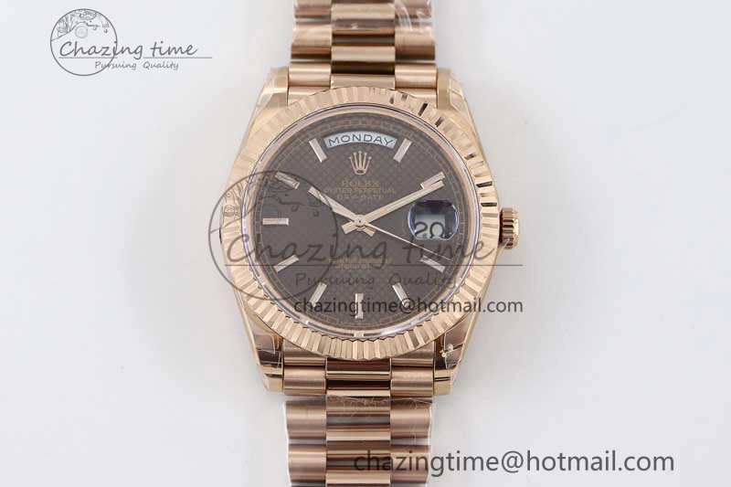Day Date 40mm RG 904L Steel TWF 1:1 Best Edition Brown Dial on RG Bracelet A2836