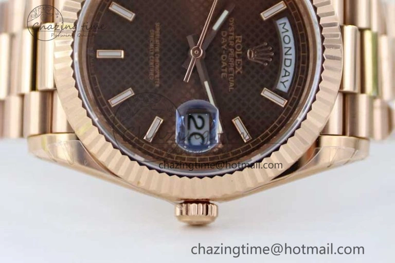 Day Date 40mm RG 904L Steel TWF 1:1 Best Edition Brown Dial on RG Bracelet A2836