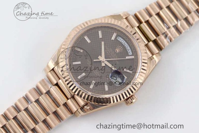Day Date 40mm RG 904L Steel TWF 1:1 Best Edition Brown Dial on RG Bracelet A2836