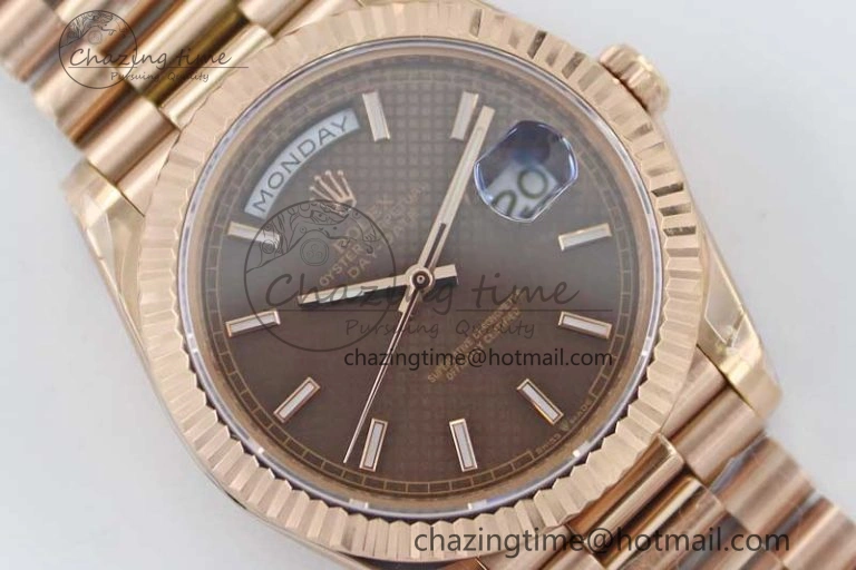 Day Date 40mm RG 904L Steel TWF 1:1 Best Edition Brown Dial on RG Bracelet A2836