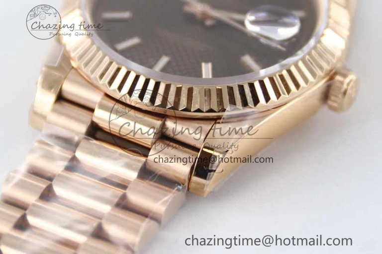 Day Date 40mm RG 904L Steel TWF 1:1 Best Edition Brown Dial on RG Bracelet A2836