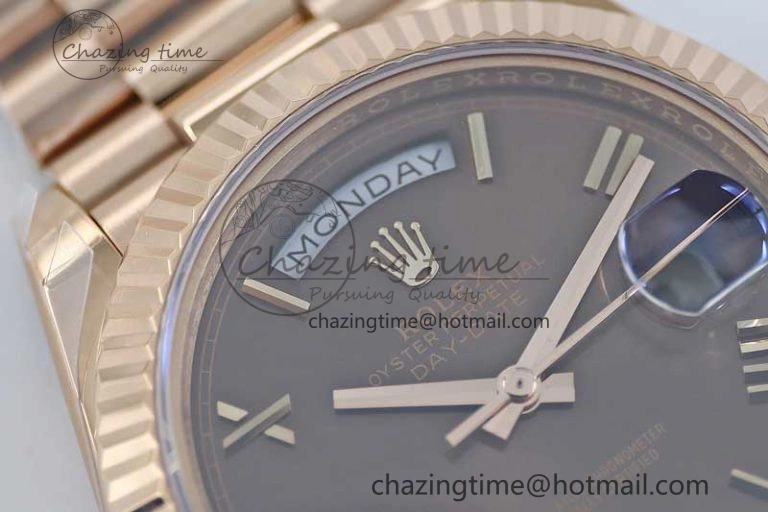 Day Date 40mm RG 904L Steel TWF 1:1 Best Edition Brown Roman Dial on RG Bracelet A2836