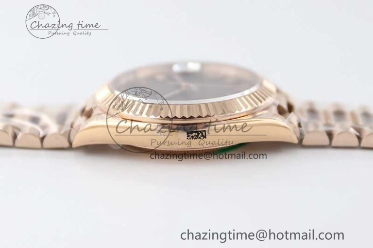 Day Date 40mm RG 904L Steel TWF 1:1 Best Edition Brown Roman Dial on RG Bracelet A2836