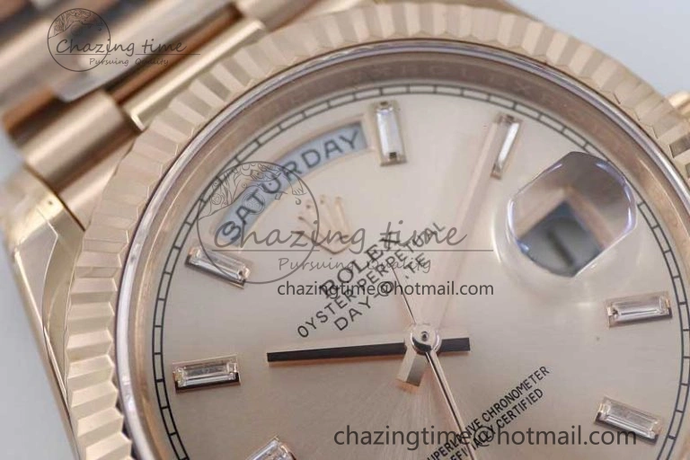Day Date 40mm RG 904L Steel TWF 1:1 Best Edition RG Crystal Dial on RG Bracelet A2836