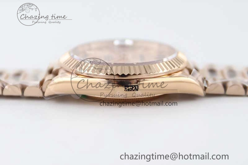 Day Date 40mm RG 904L Steel TWF 1:1 Best Edition RG Crystal Dial on RG Bracelet A2836