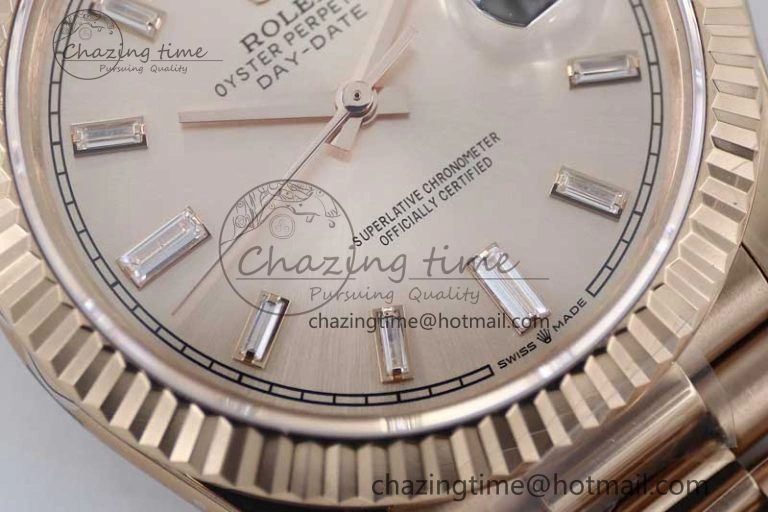 Day Date 40mm RG 904L Steel TWF 1:1 Best Edition RG Crystal Dial on RG Bracelet A2836