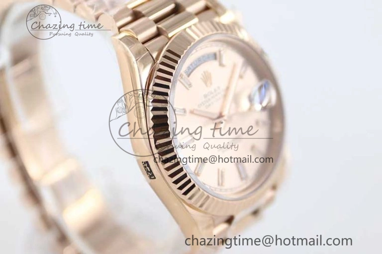 Day Date 40mm RG 904L Steel TWF 1:1 Best Edition RG Crystal Dial on RG Bracelet A2836