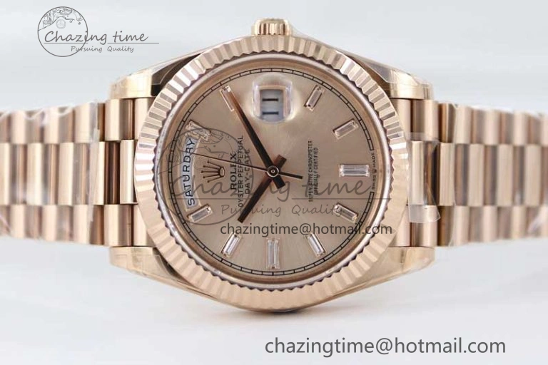 Day Date 40mm RG 904L Steel TWF 1:1 Best Edition RG Crystal Dial on RG Bracelet A2836