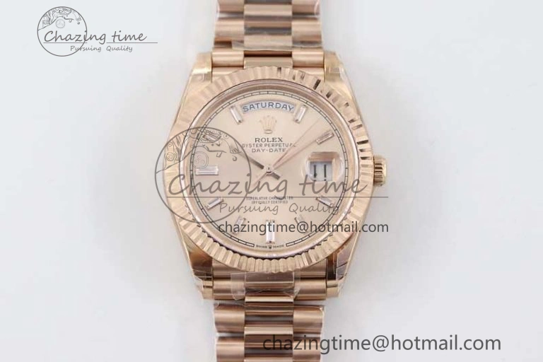 Day Date 40mm RG 904L Steel TWF 1:1 Best Edition RG Crystal Dial on RG Bracelet A2836