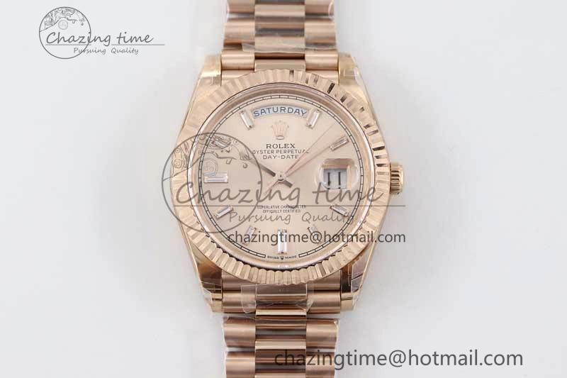 Day Date 40mm RG 904L Steel TWF 1:1 Best Edition RG Crystal Dial on RG Bracelet A2836
