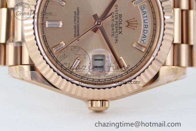 Day Date 40mm RG 904L Steel TWF 1:1 Best Edition RG Crystal Dial on RG Bracelet A2836