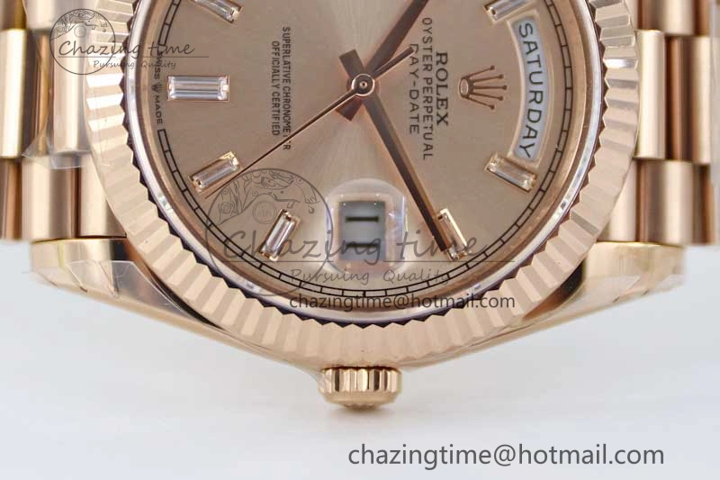 Day Date 40mm RG 904L Steel TWF 1:1 Best Edition RG Crystal Dial on RG Bracelet A2836