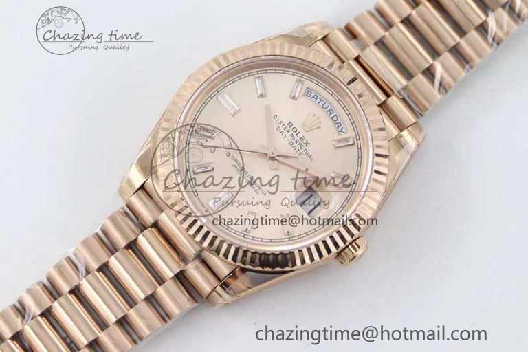 Day Date 40mm RG 904L Steel TWF 1:1 Best Edition RG Crystal Dial on RG Bracelet A2836