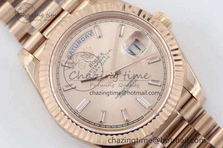 Day Date 40mm RG 904L Steel TWF 1:1 Best Edition RG Crystal Dial on RG Bracelet A2836