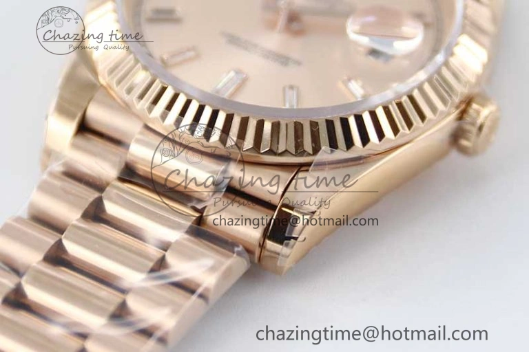 Day Date 40mm RG 904L Steel TWF 1:1 Best Edition RG Crystal Dial on RG Bracelet A2836