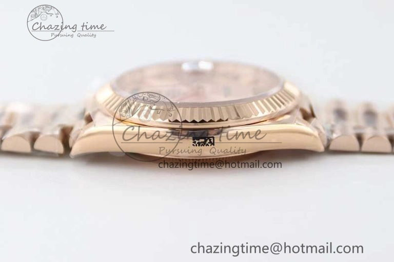 Day Date 40mm RG 904L Steel TWF 1:1 Best Edition RG Roman Dial on RG Bracelet A2836