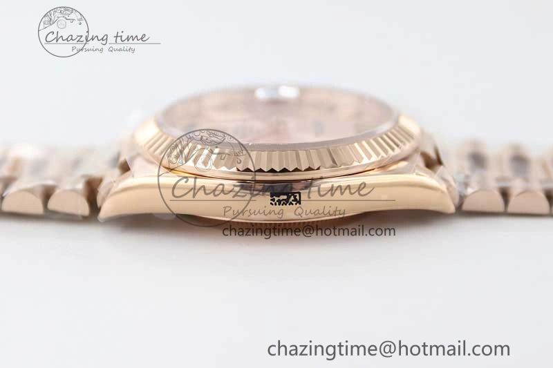 Day Date 40mm RG 904L Steel TWF 1:1 Best Edition RG Roman Dial on RG Bracelet A2836