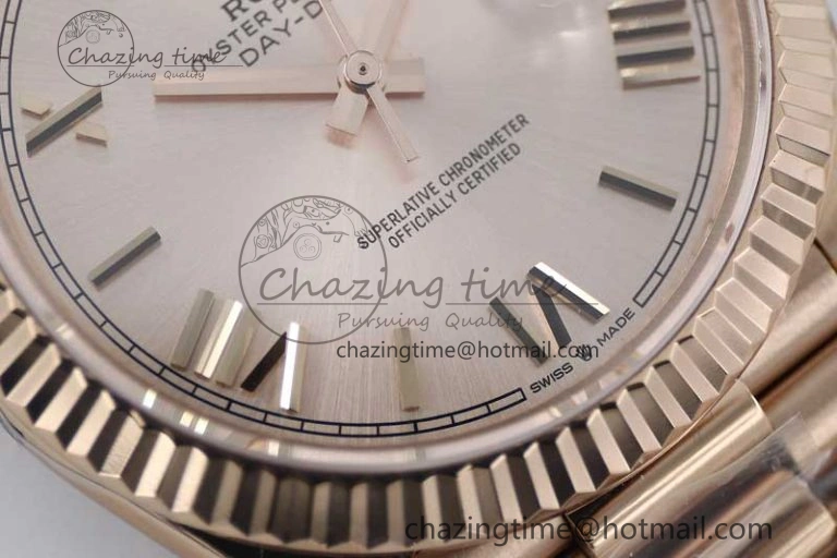 Day Date 40mm RG 904L Steel TWF 1:1 Best Edition RG Roman Dial on RG Bracelet A2836