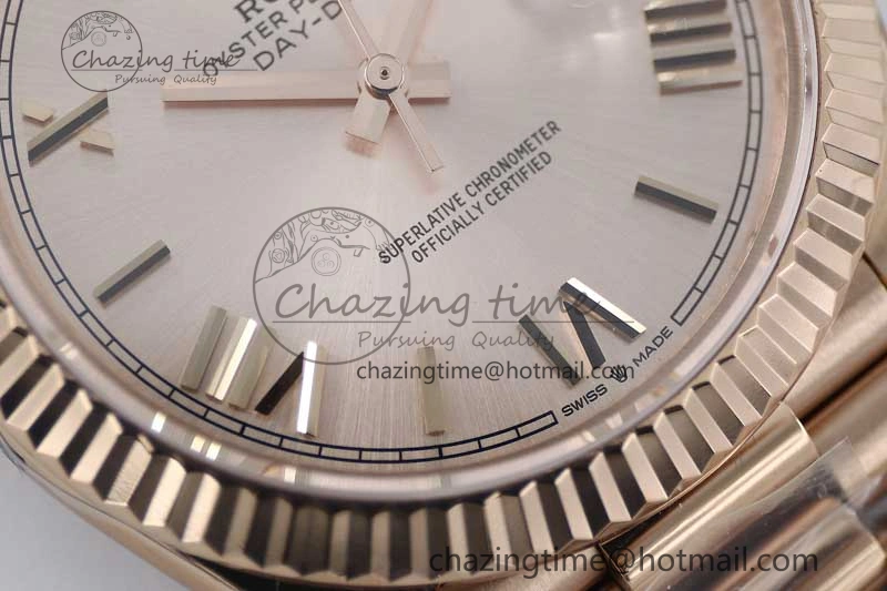 Day Date 40mm RG 904L Steel TWF 1:1 Best Edition RG Roman Dial on RG Bracelet A2836