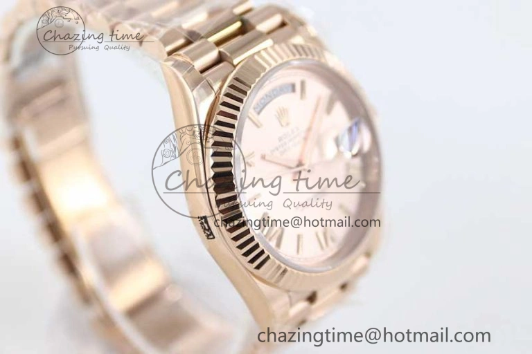 Day Date 40mm RG 904L Steel TWF 1:1 Best Edition RG Roman Dial on RG Bracelet A2836