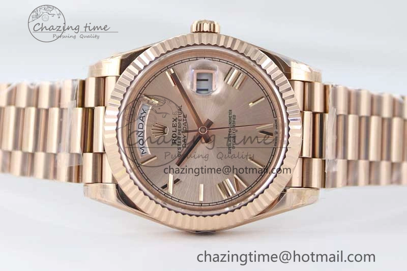 Day Date 40mm RG 904L Steel TWF 1:1 Best Edition RG Roman Dial on RG Bracelet A2836