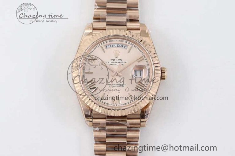 Day Date 40mm RG 904L Steel TWF 1:1 Best Edition RG Roman Dial on RG Bracelet A2836