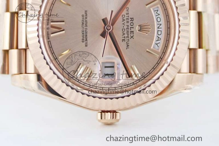 Day Date 40mm RG 904L Steel TWF 1:1 Best Edition RG Roman Dial on RG Bracelet A2836