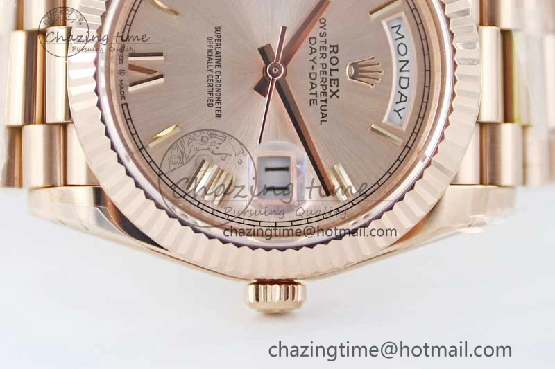 Day Date 40mm RG 904L Steel TWF 1:1 Best Edition RG Roman Dial on RG Bracelet A2836