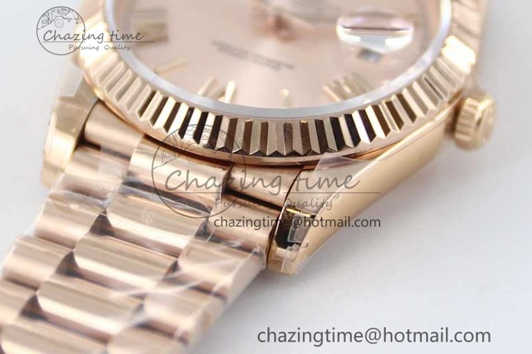 Day Date 40mm RG 904L Steel TWF 1:1 Best Edition RG Roman Dial on RG Bracelet A2836